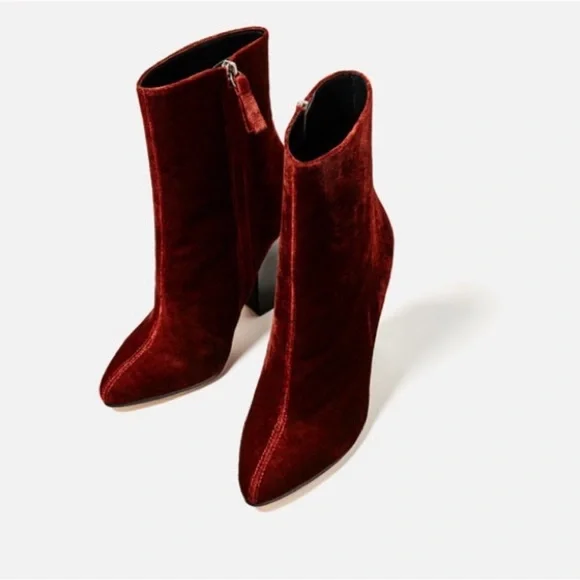 Zara velvet booties,Size 8, EU 39 - Picture 2 of 6